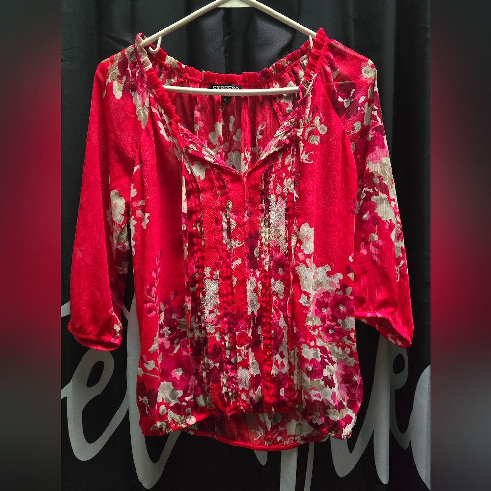Floral Red Women's Top